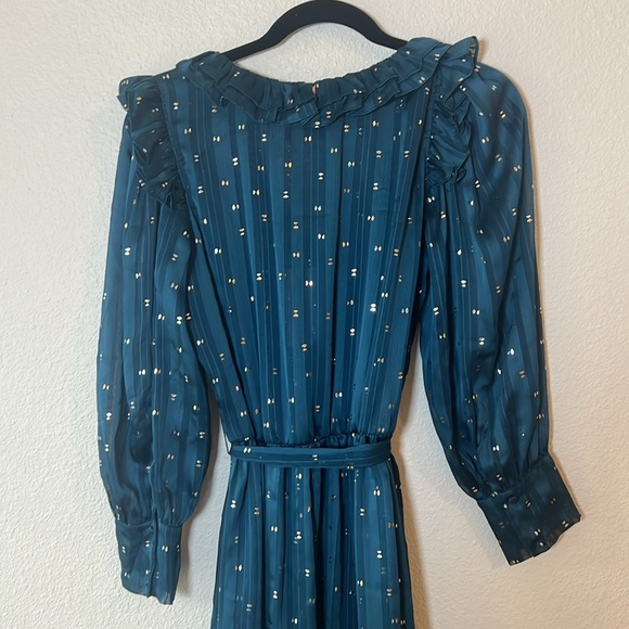 NWT Misa Los Angeles Gabriella Asymmetric Striped Wrap Midi Dress Size XS - Picture 5 of 10